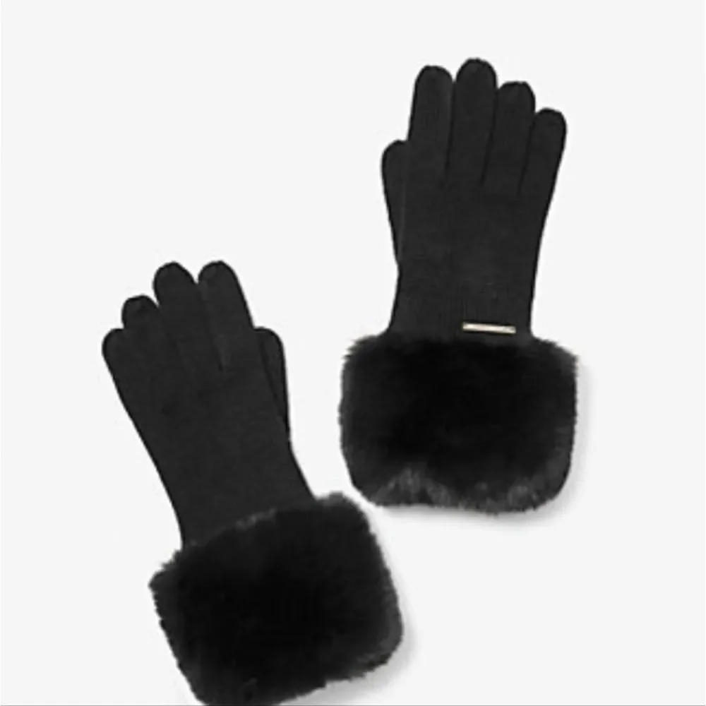 Michael Kors‎ Faux Fur-Trim Knit Gloves